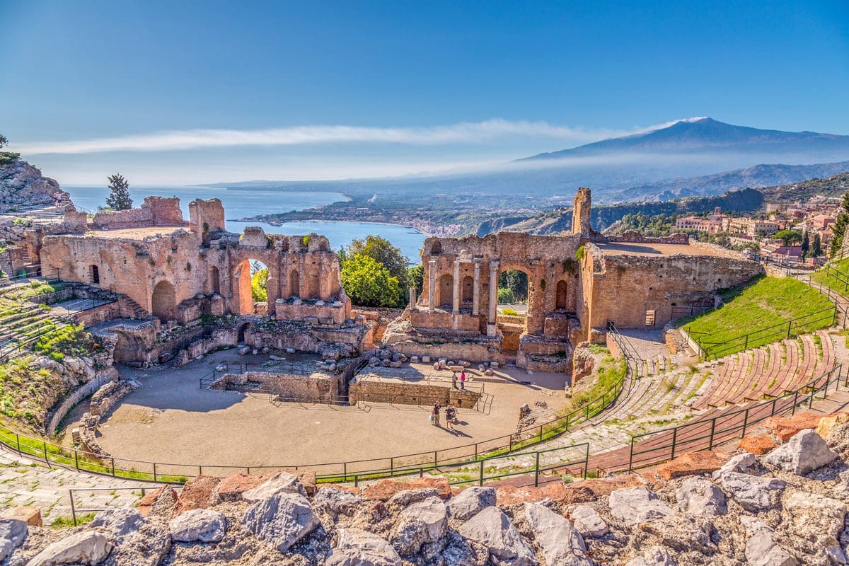 Ancient ruins of the ancient Greek Theatre in Sicily