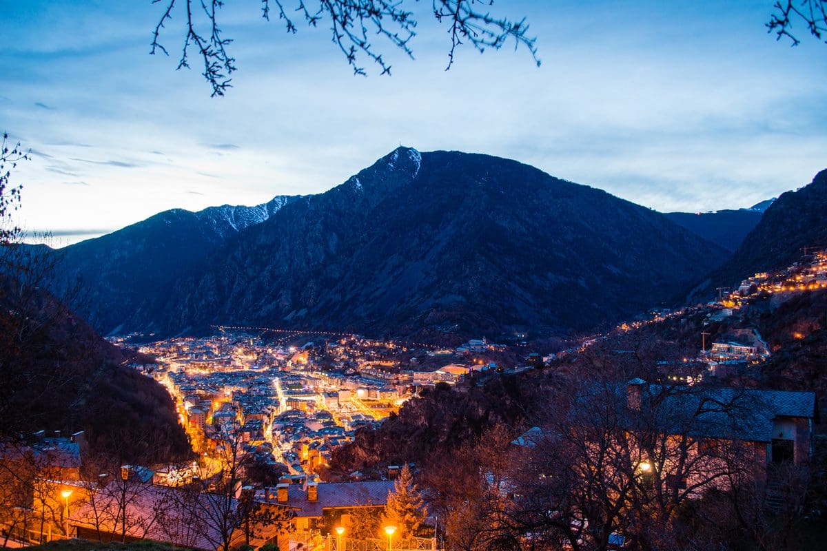 Andorra la Vella illuminated at night