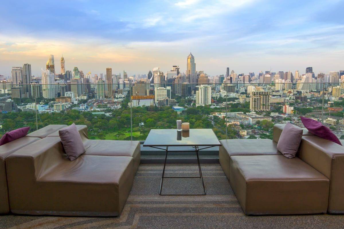 Bangkok roof lounge with Lumpini Park views