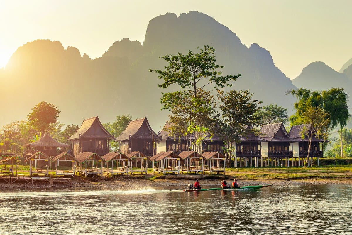 Boat on the Nam Song River in Laos