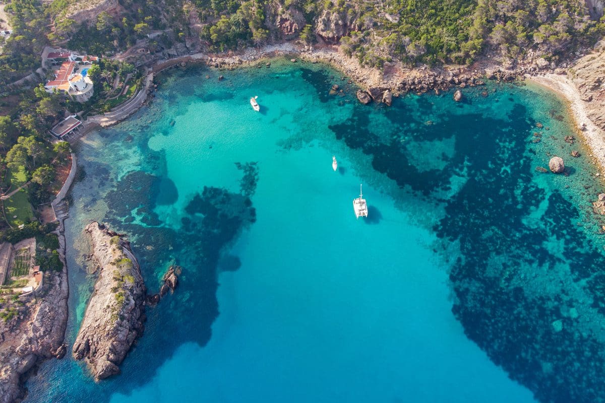 Aerial view of Cala Es Canaret, Ibiza