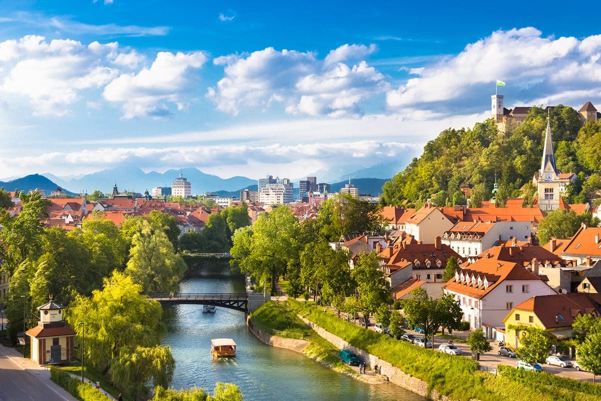Cityscape of Slovenian capital Ljubljana