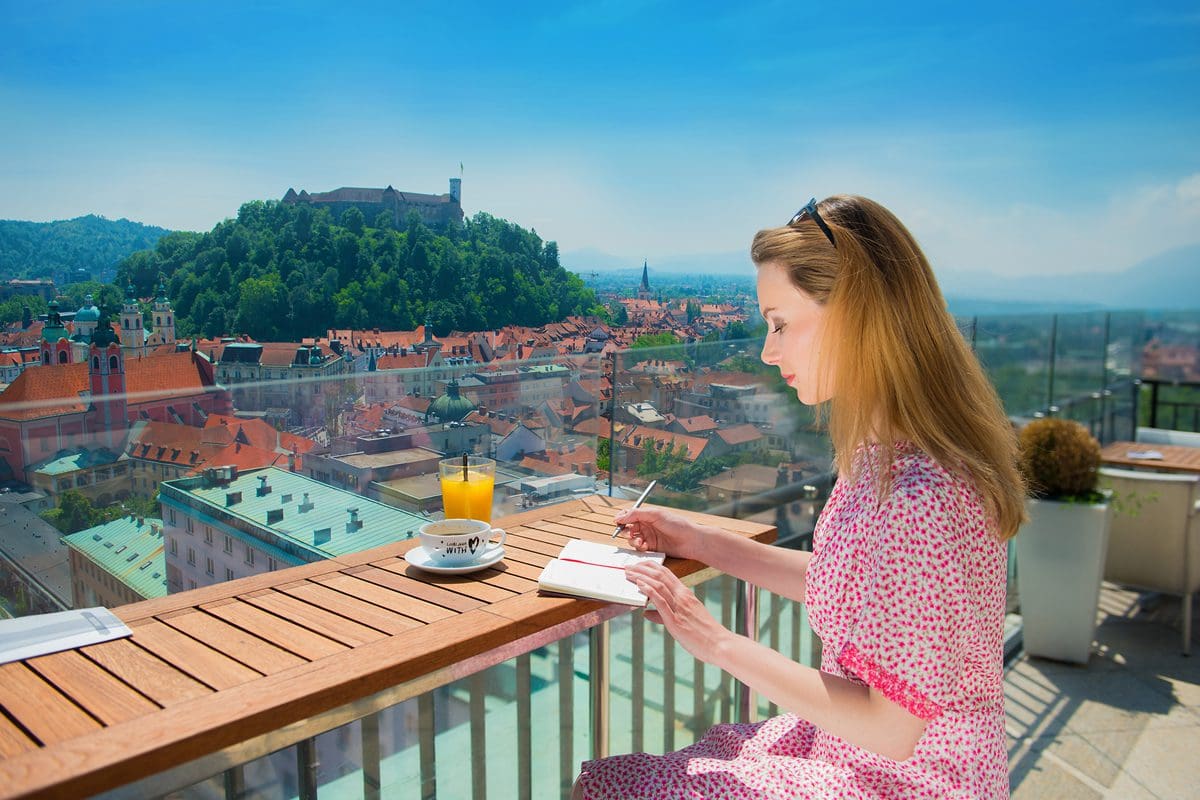 Stopping for a coffee with a view over Ljubljana - Tourism Slovenia/Mankica Kranjec