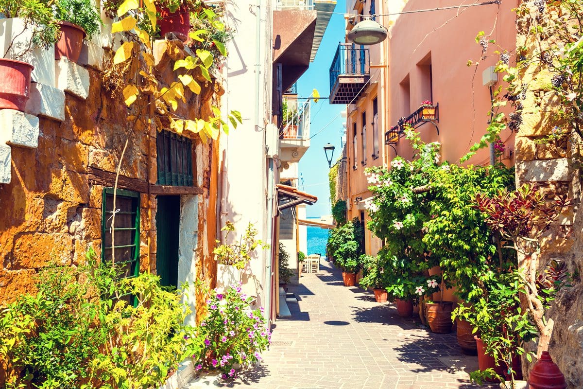 Colourful street in Chania, Crete