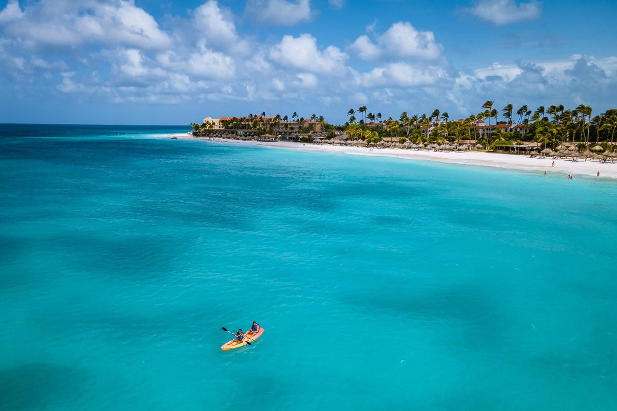 Couple Kayaking in the Caribbean Sea in Aruba