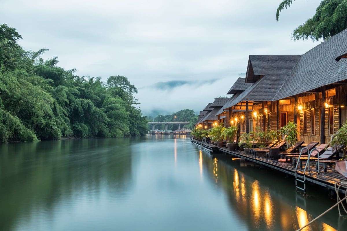 Floating hotel in Kanchanaburi