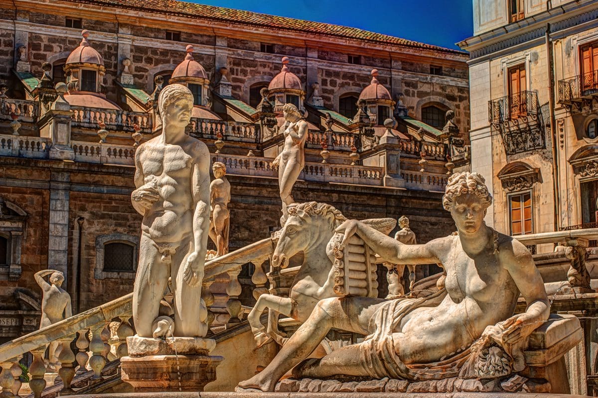 Palermo's Fountain of Shame on the Piazza Pretoria, Sicily