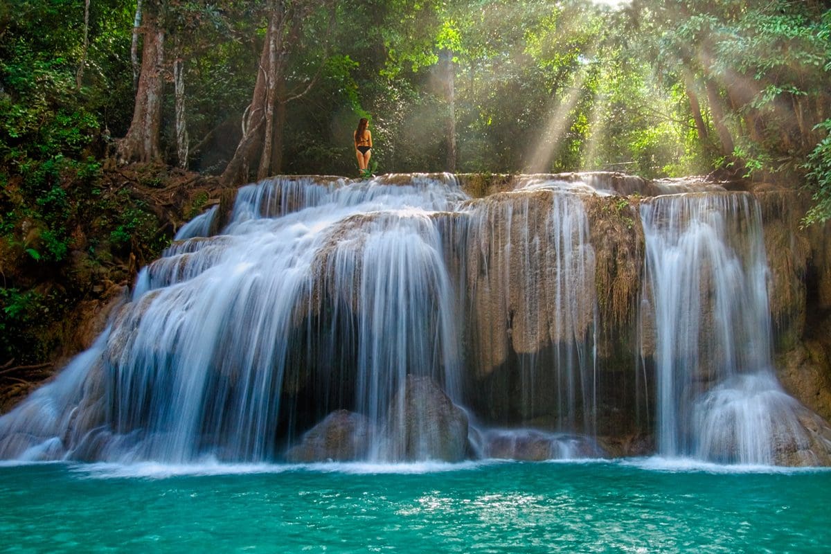 Erawan waterfall in Erawan National Park, Kanchanaburi - Tourism Authority of Thailand