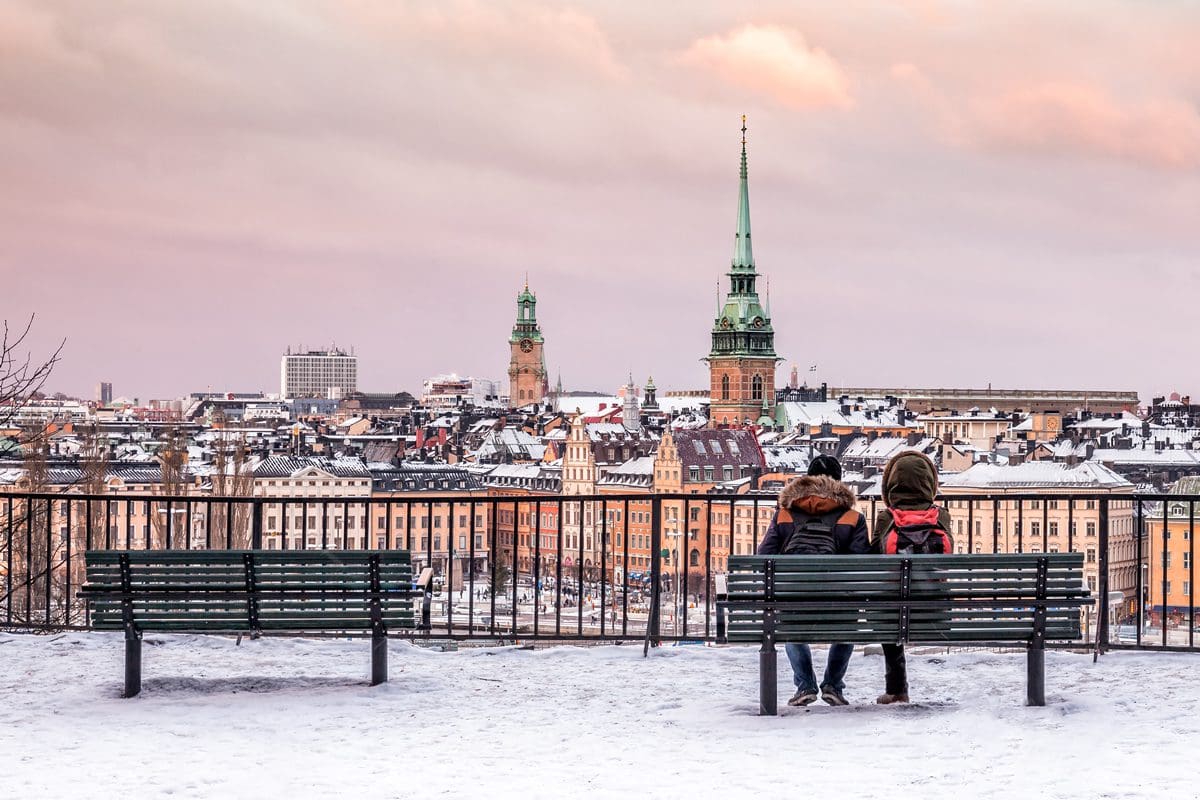 Looking across Stockholm's Old Town in the winter