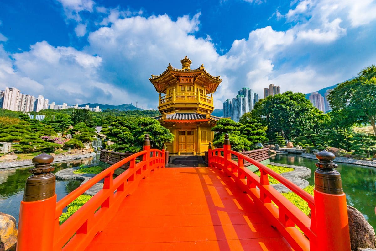 Golden pagoda of Nan Lian Garden, Hong Kong