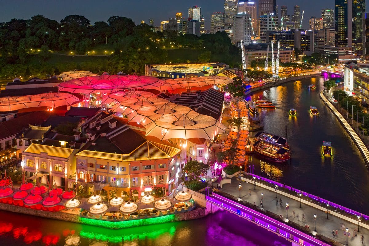 Night time aerial view of Clarke Quay - Singapore Tourism Board