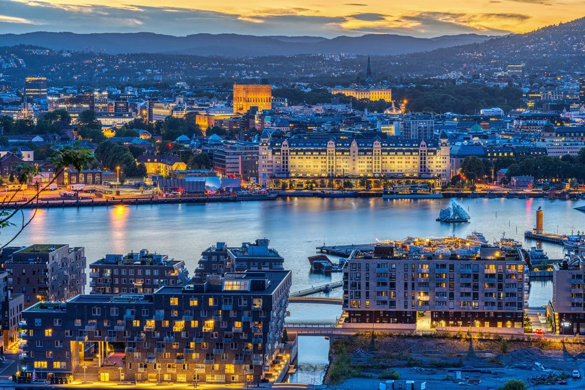 Night time view over Oslo