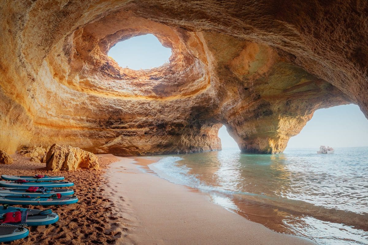 Paddleboards in Bengali Cave, Algarve