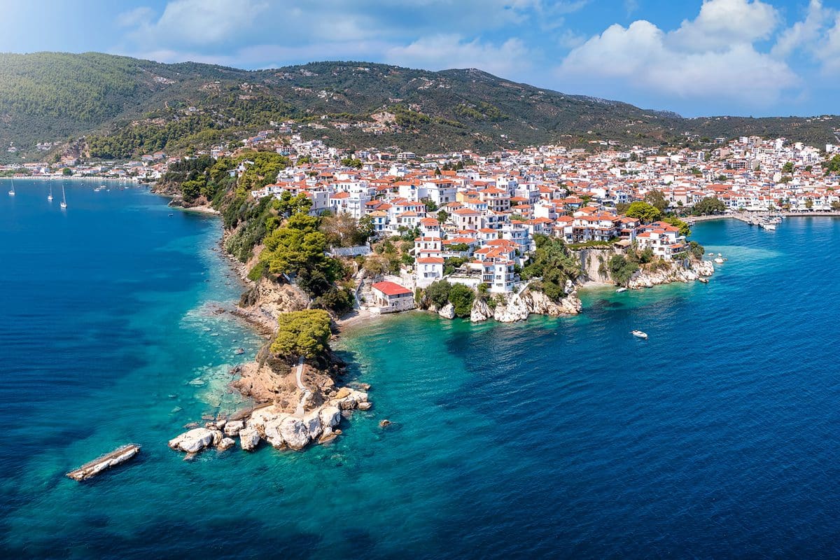 Panorama of Skiathos and Bourtzi peninsula