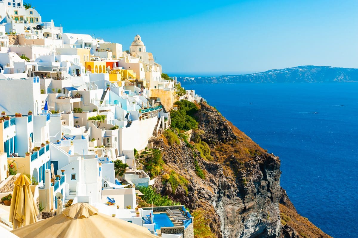 Panoramic view of Imerovigli, Santorini island, Greece