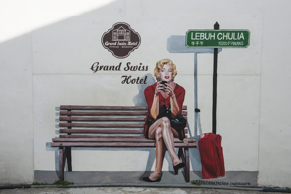 Penang street art of Marilyn Monroe - Malaysia Tourism