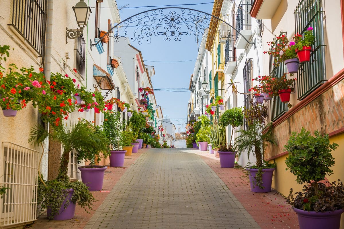 Picturesque street in Estepona, Costa del Sol
