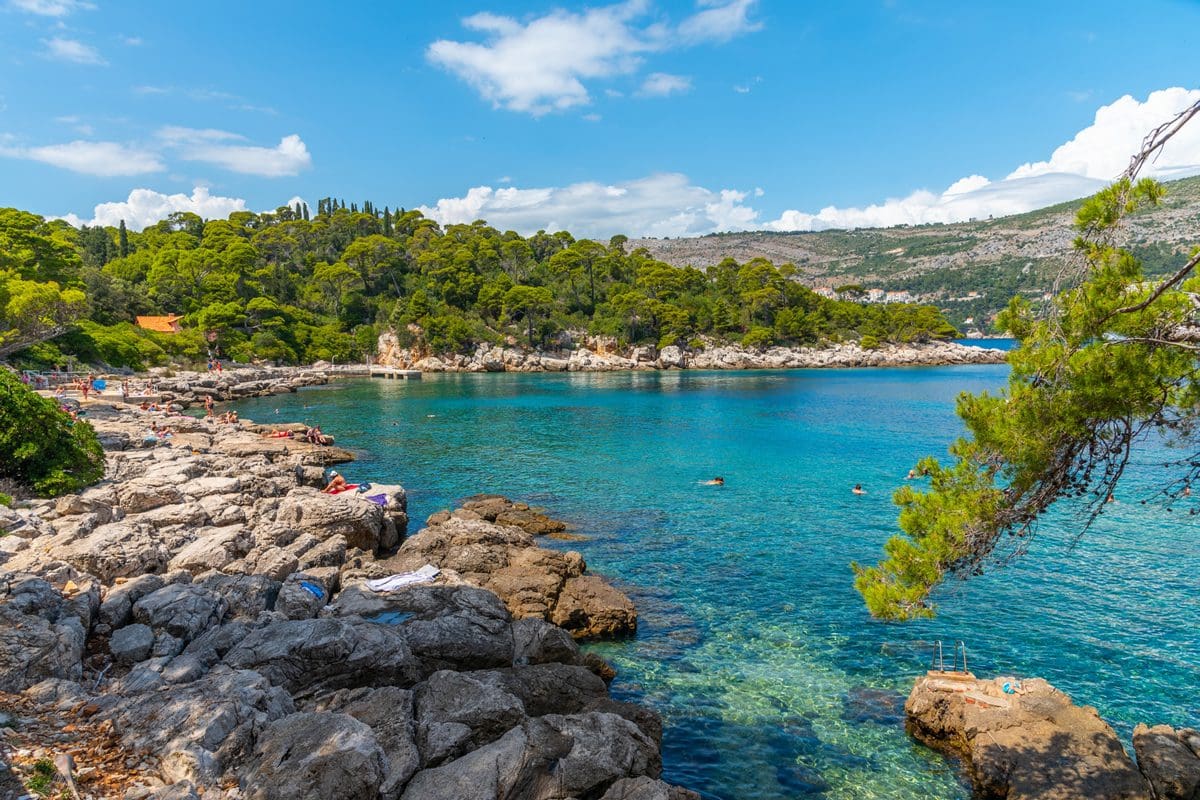 Swimmers off a rocky beach on Lokrum Island near Dubrovnik