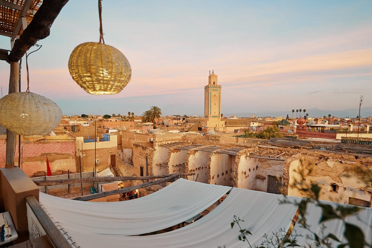 Rooftop terrace view of Marrakech