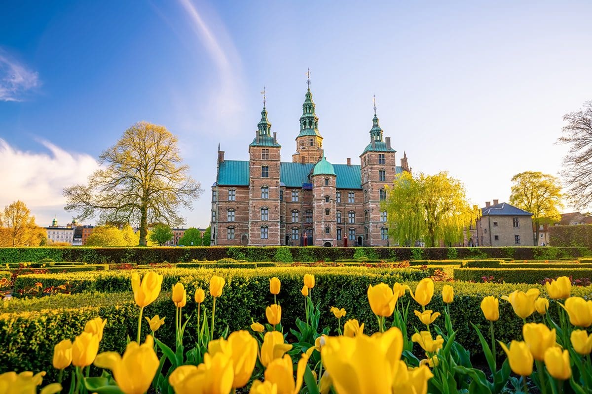 Rosenborg Castle gardens in spring, Copenhagen