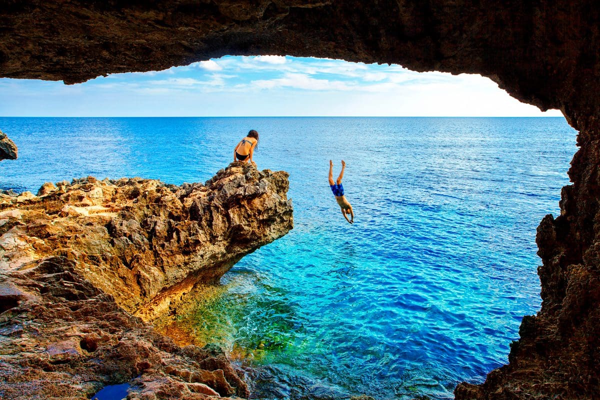 Sea caves near Cape Greko, Cyprus