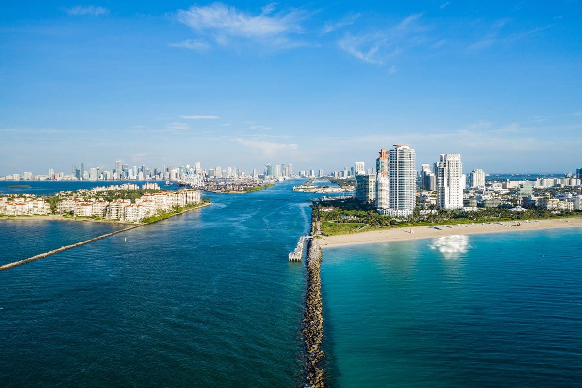 South Beach, downtown Miami skyline - GMCVB