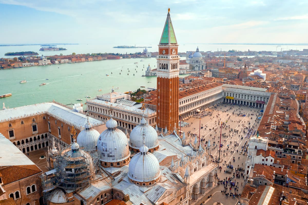 View of St. Mark's Basilica from above San Marco Square, Venice