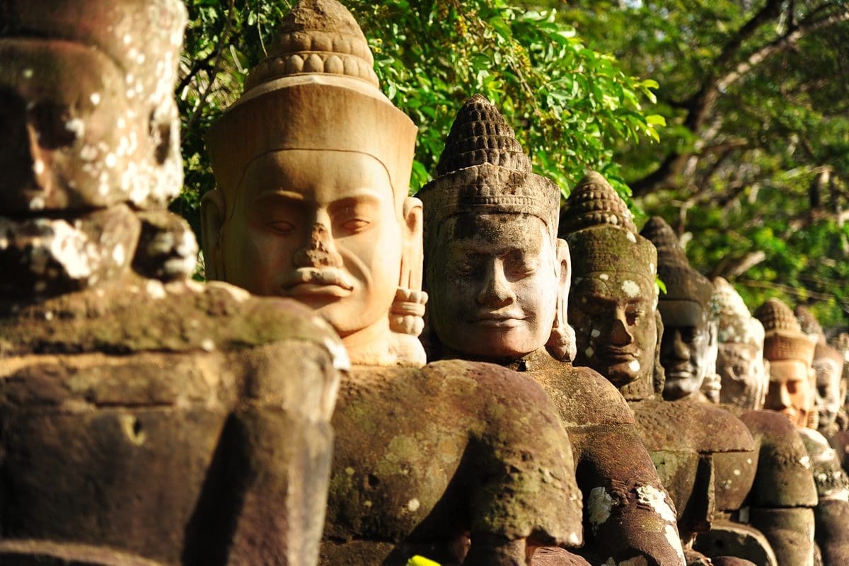 Statues by the gate of Angkor Thom, Cambodia