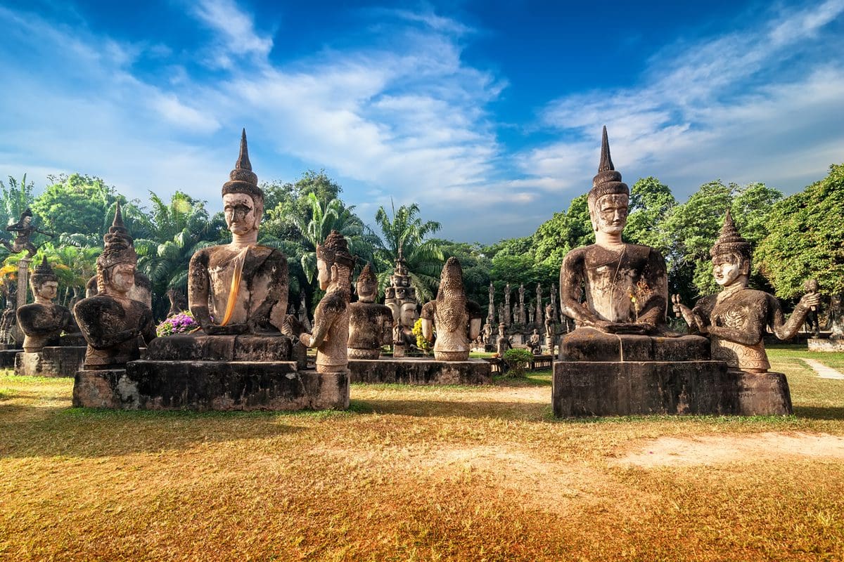 Statues of Wat Xieng Khuan Buddha Park in Vientiane, Laos
