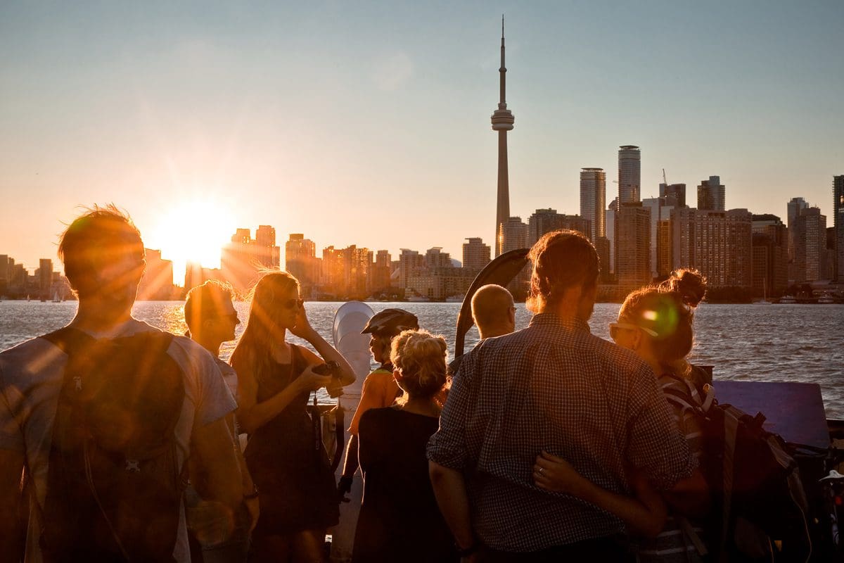 Sunset view of Toronto Skyline from Centre Island Ferry - Destination Toronto