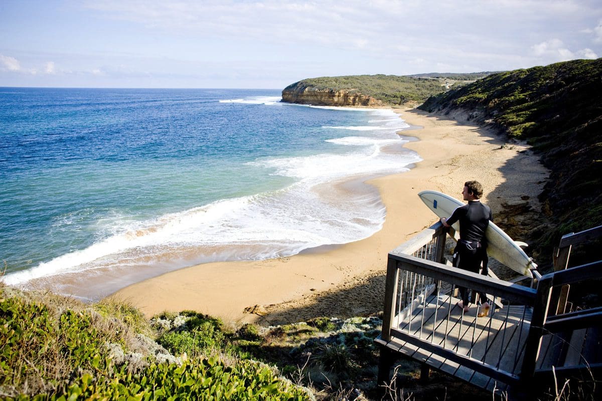 Surfer on Bells Beach, Great Ocean Road - Tourism Victoria