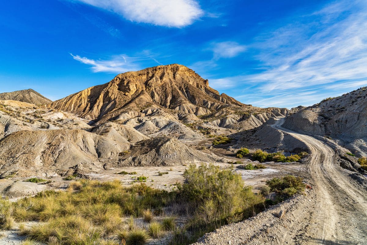 Protected wilderness area of Tabernas Desert in Almeria, Spain