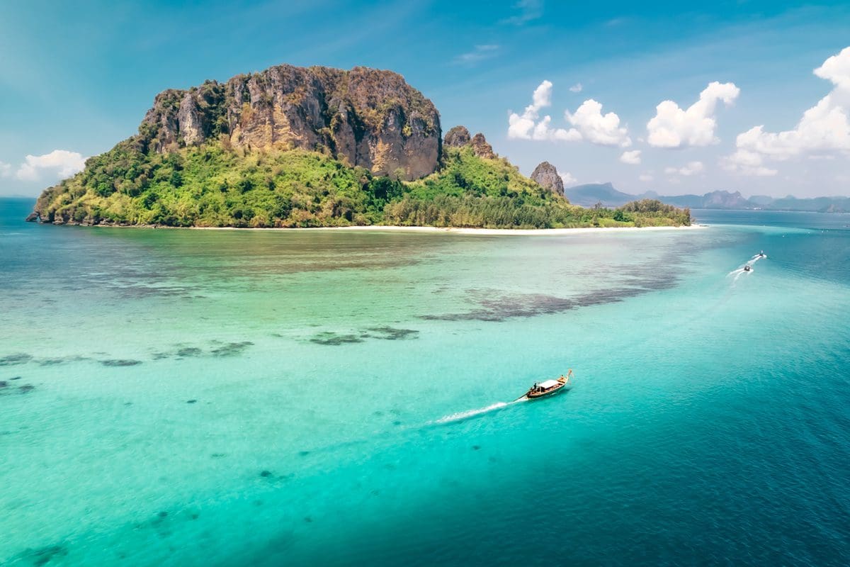 Thai longtail boat at Ko Poda in the Andaman Sea, Krabi