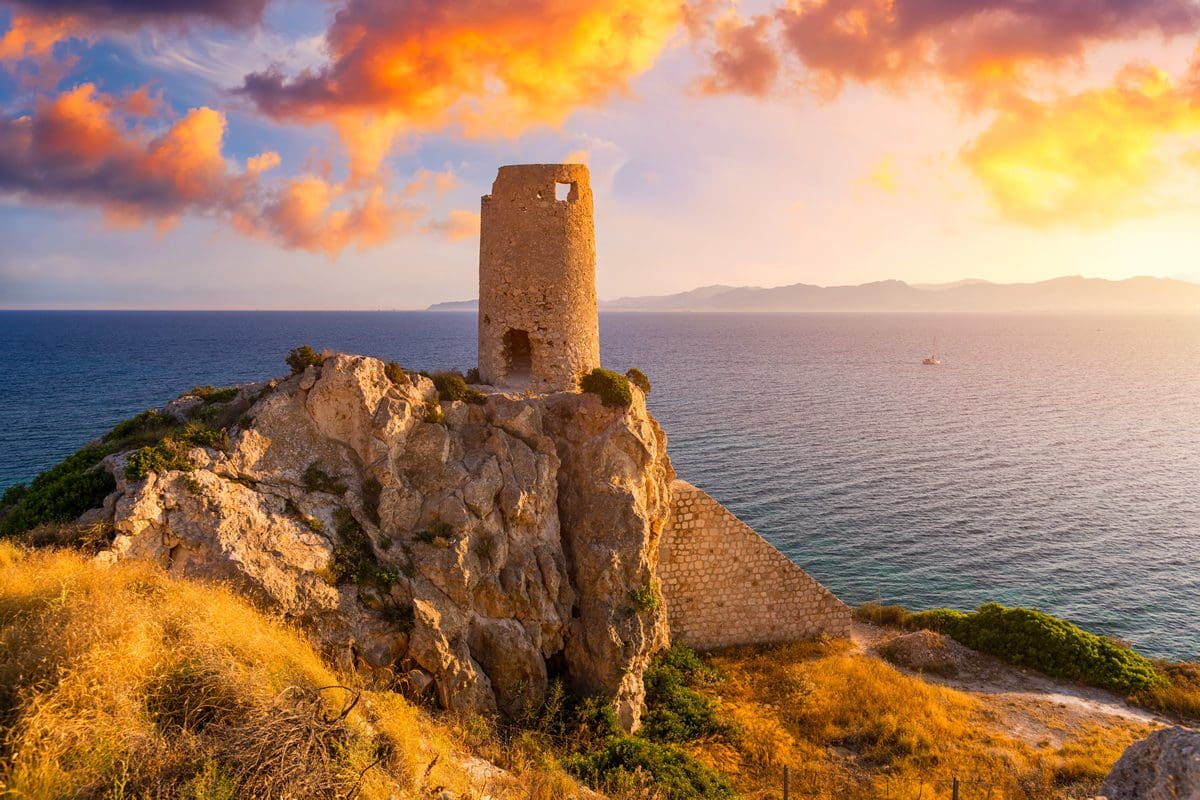 Torre del Prezzemolo, an old coastal tower in Cagliari, Sardinia