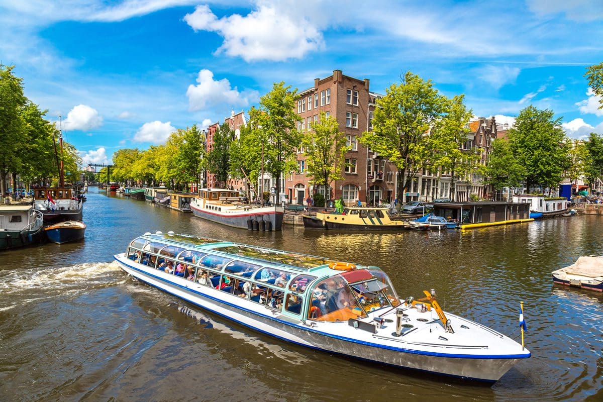 Tourist canal boat in Amsterdam