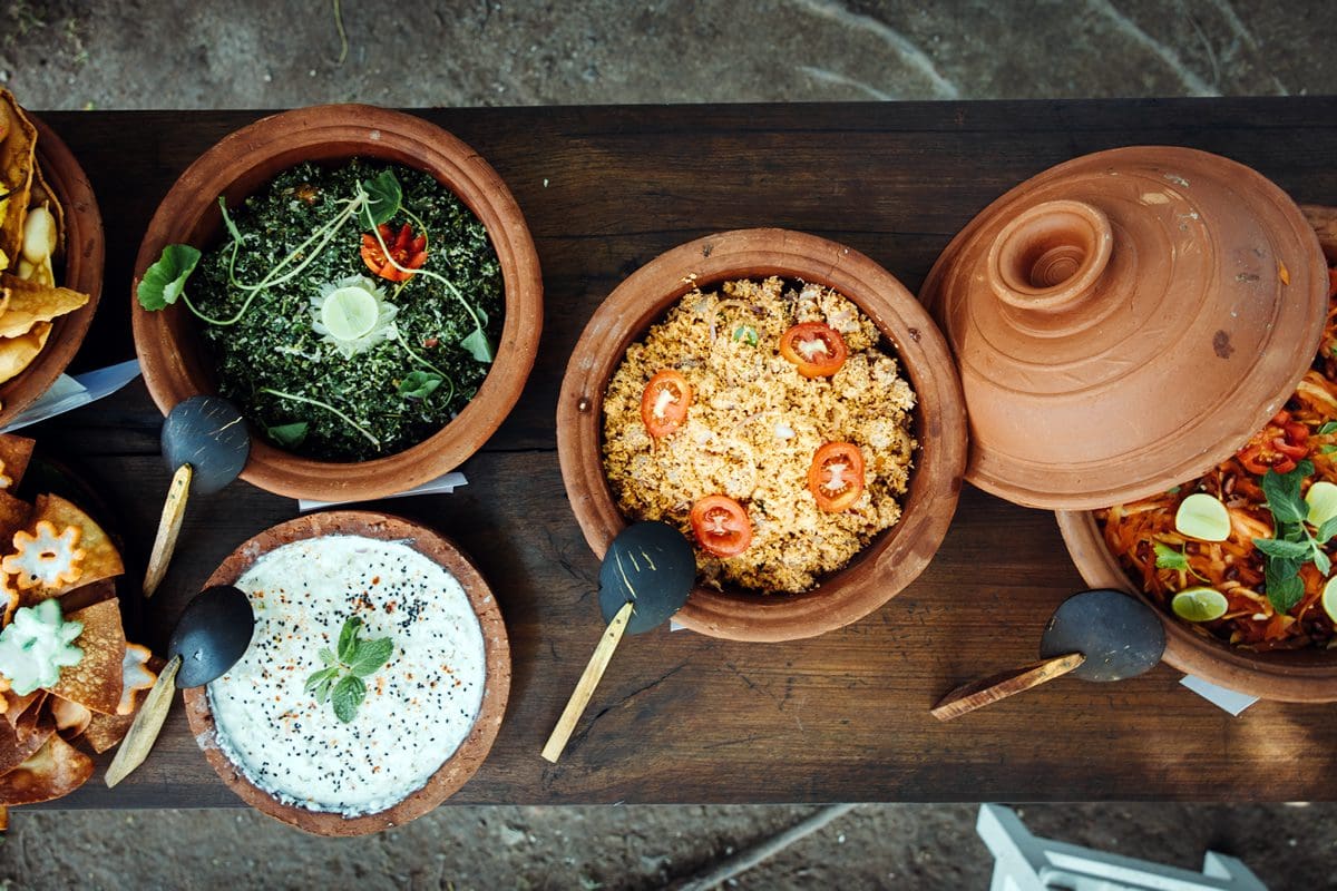 Traditional Sri Lankan rice and curry buffet