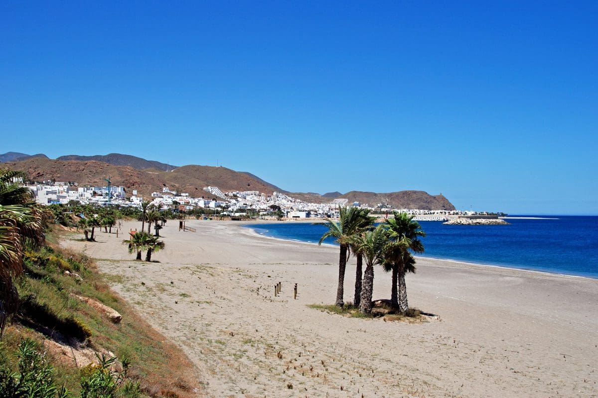 View along the beach at Carboneras, Almeria province
