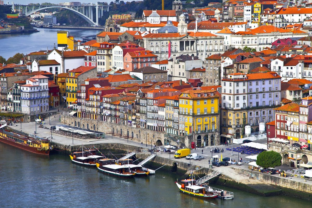View Douro River embankment in Porto, Portugal