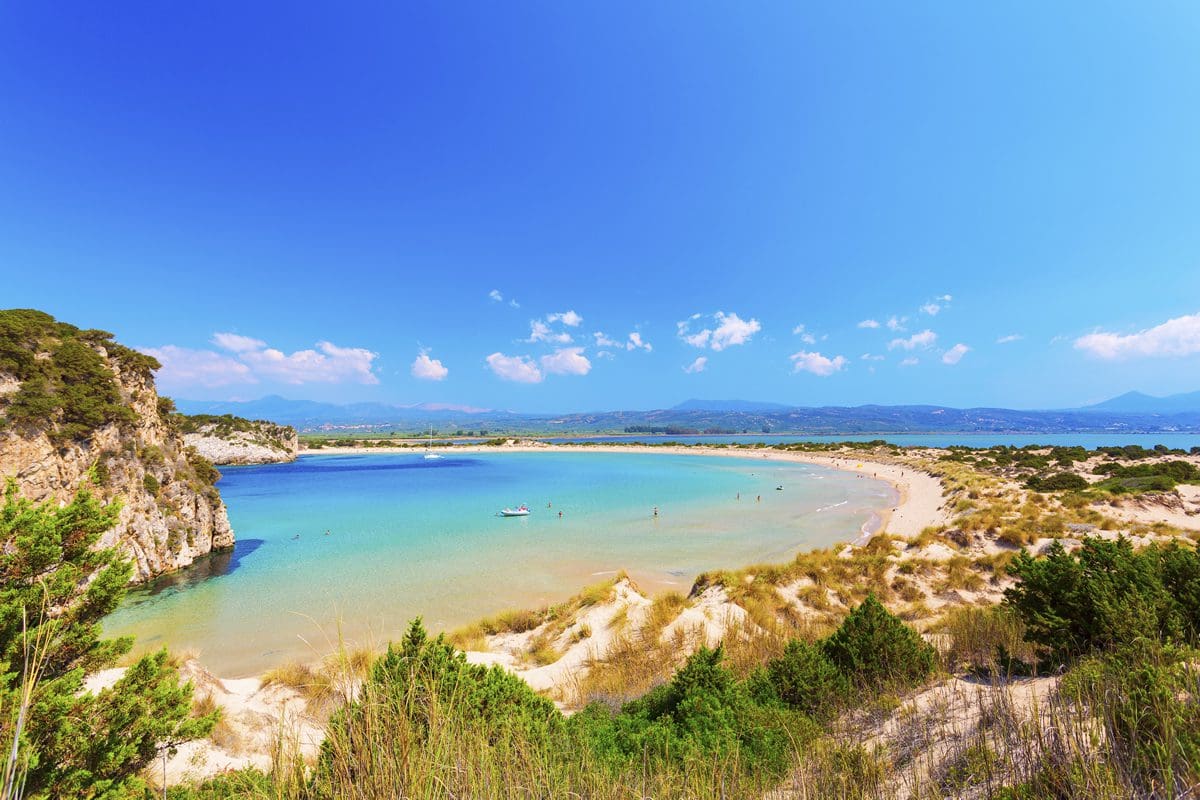 Popular Voidokilia Beach in Messinia, Greece