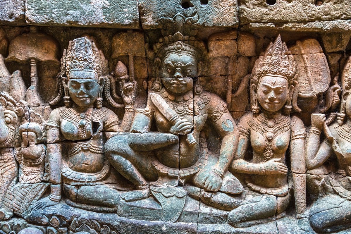 Wall terrace elephants sculpture, Angkor Wat, Siem Reap, Cambodia
