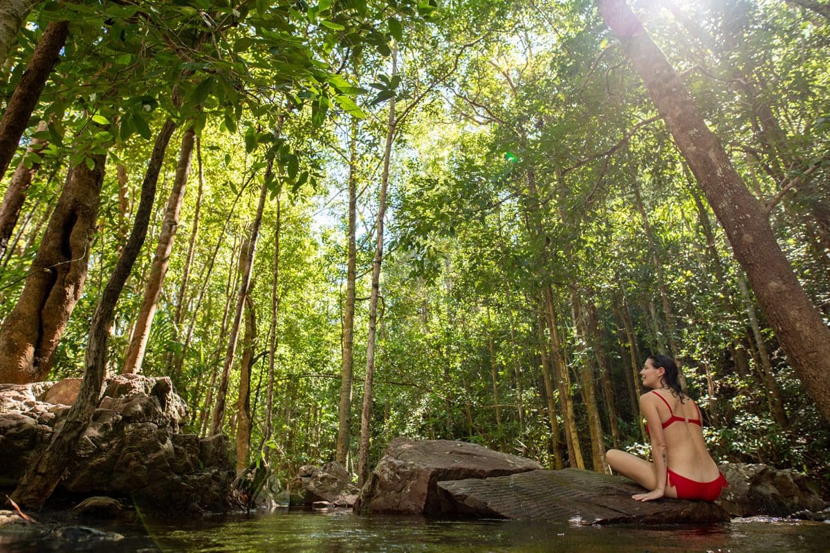 Woman enjoying the forest near Florence Falls, Litchfield National Park - Liam Neal