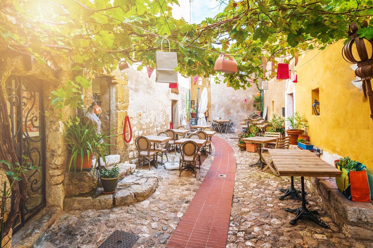Colourful lane in Eze village, Cote d'Azur