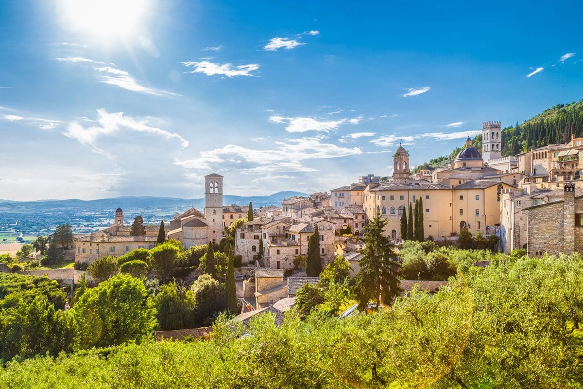 View of the historic town of Assisi in Umbria