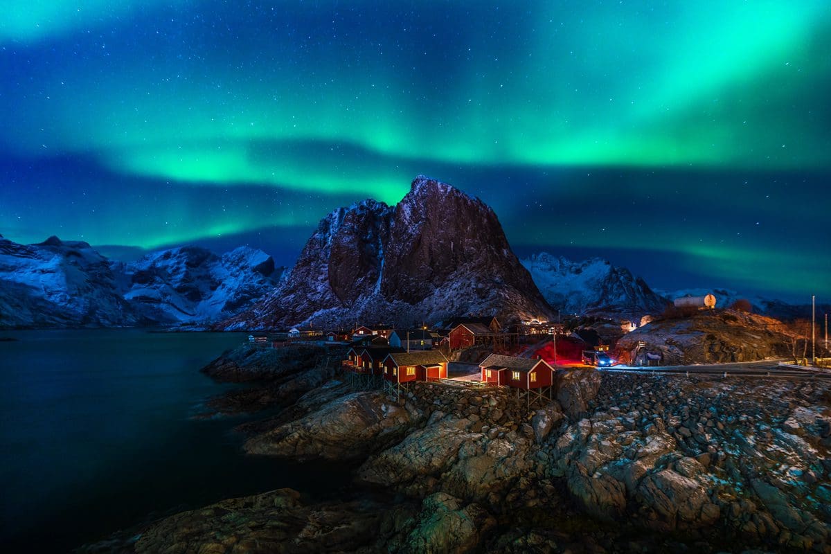 Aurora lights over Hamnoy, Lofoten