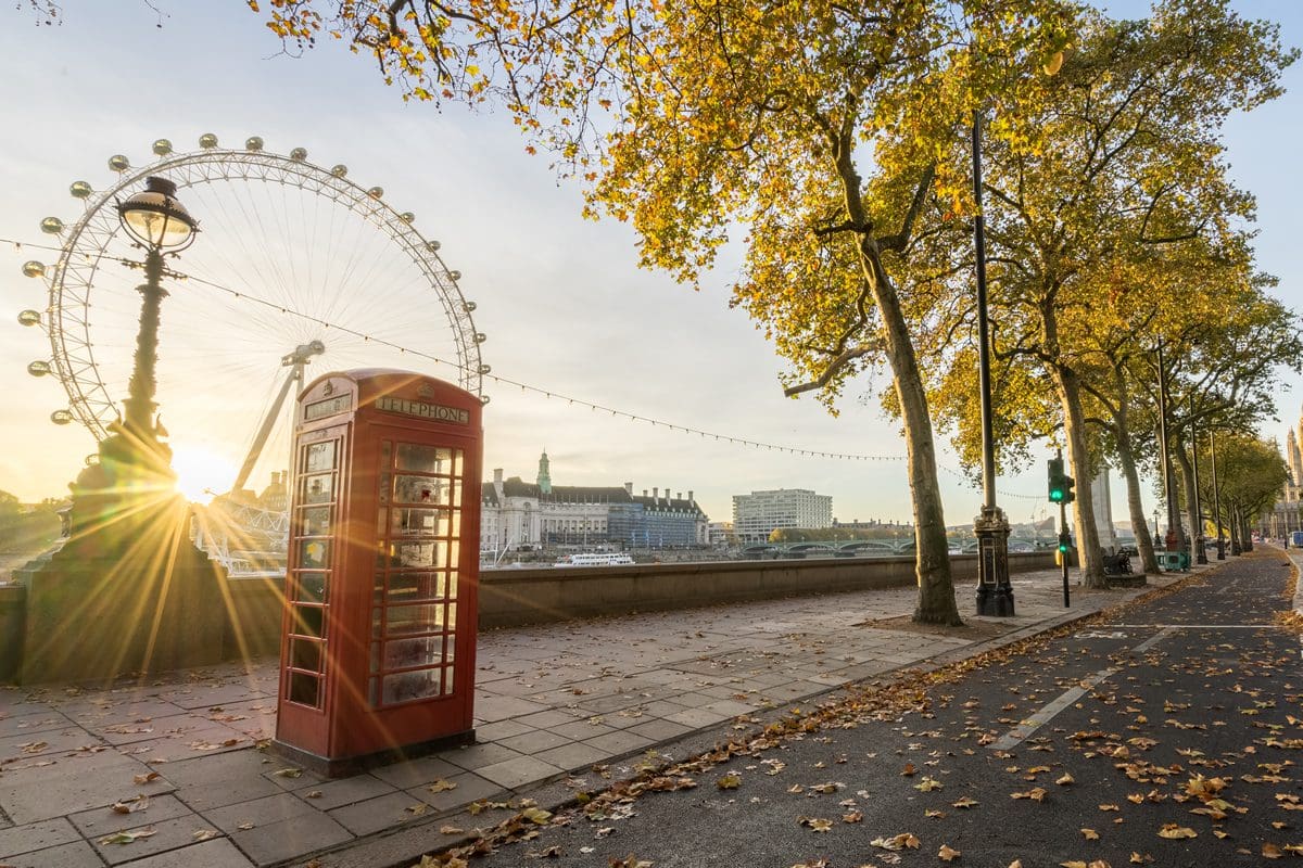 Red telephone box and the London Eye
