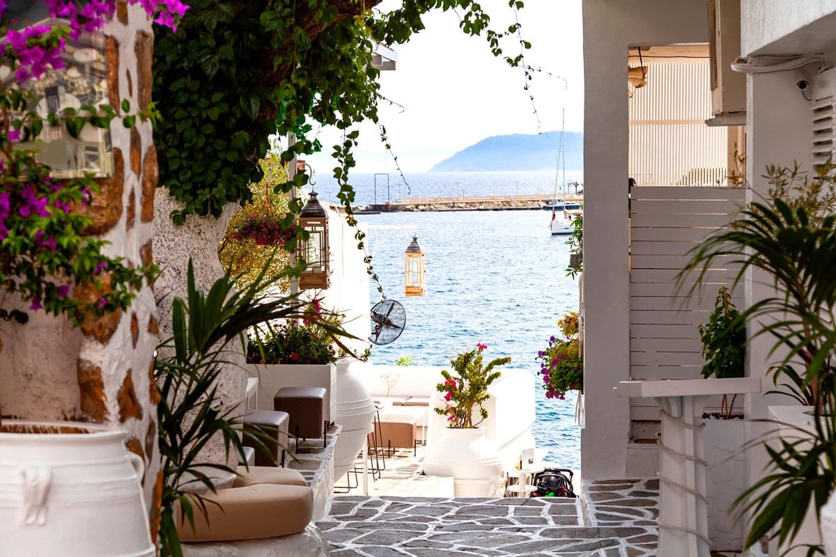 The Mediterranean Sea viewed from a restaurant on Sithonia Peninsula, Halkidiki