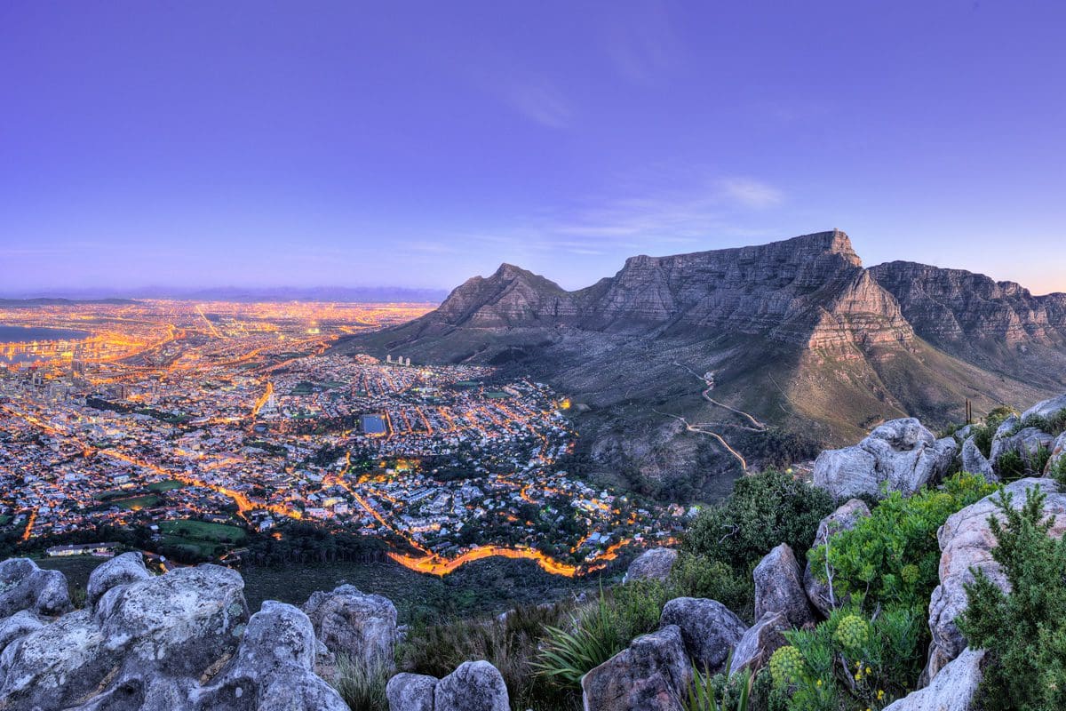 Late evening view over Cape Town, South Africa
