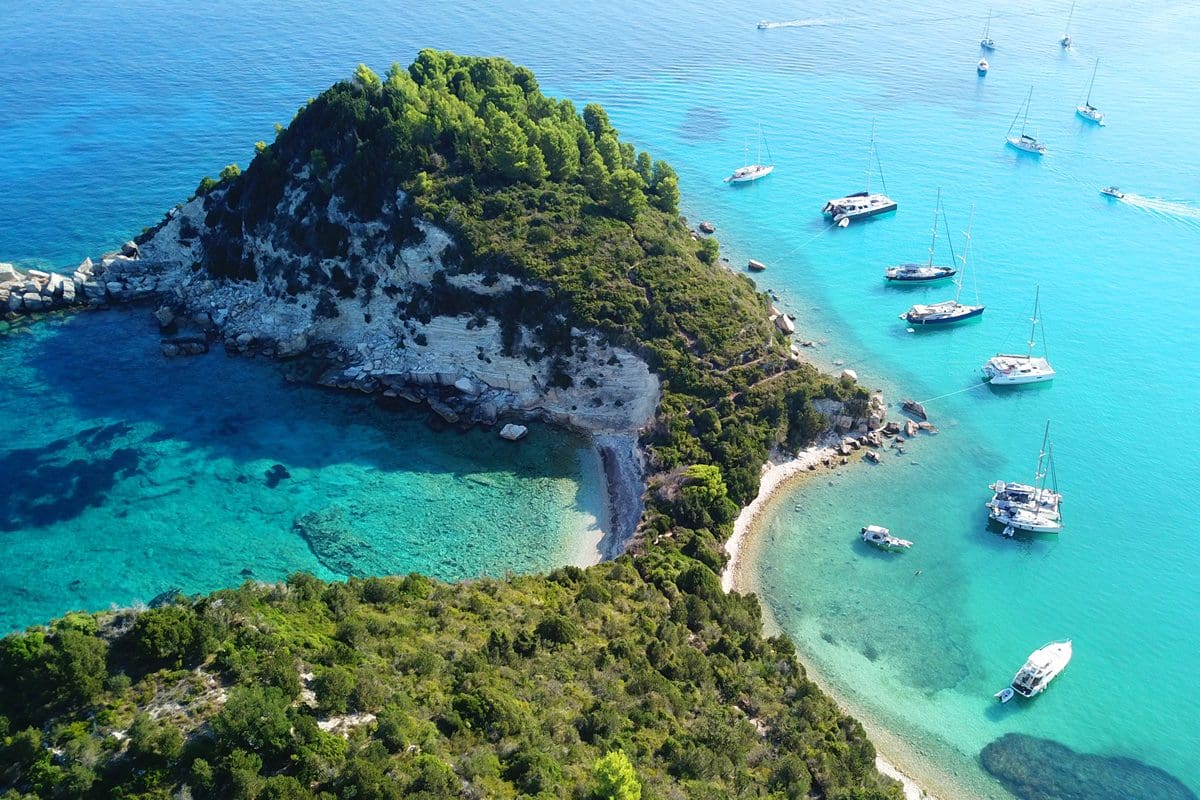 Birdseye view of Lakka in Paxos, Greece
