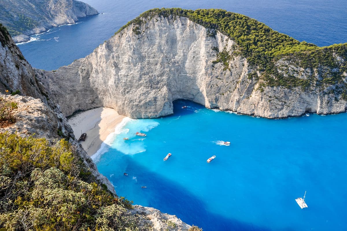 Famous Navagio Beach in Zante, Greece