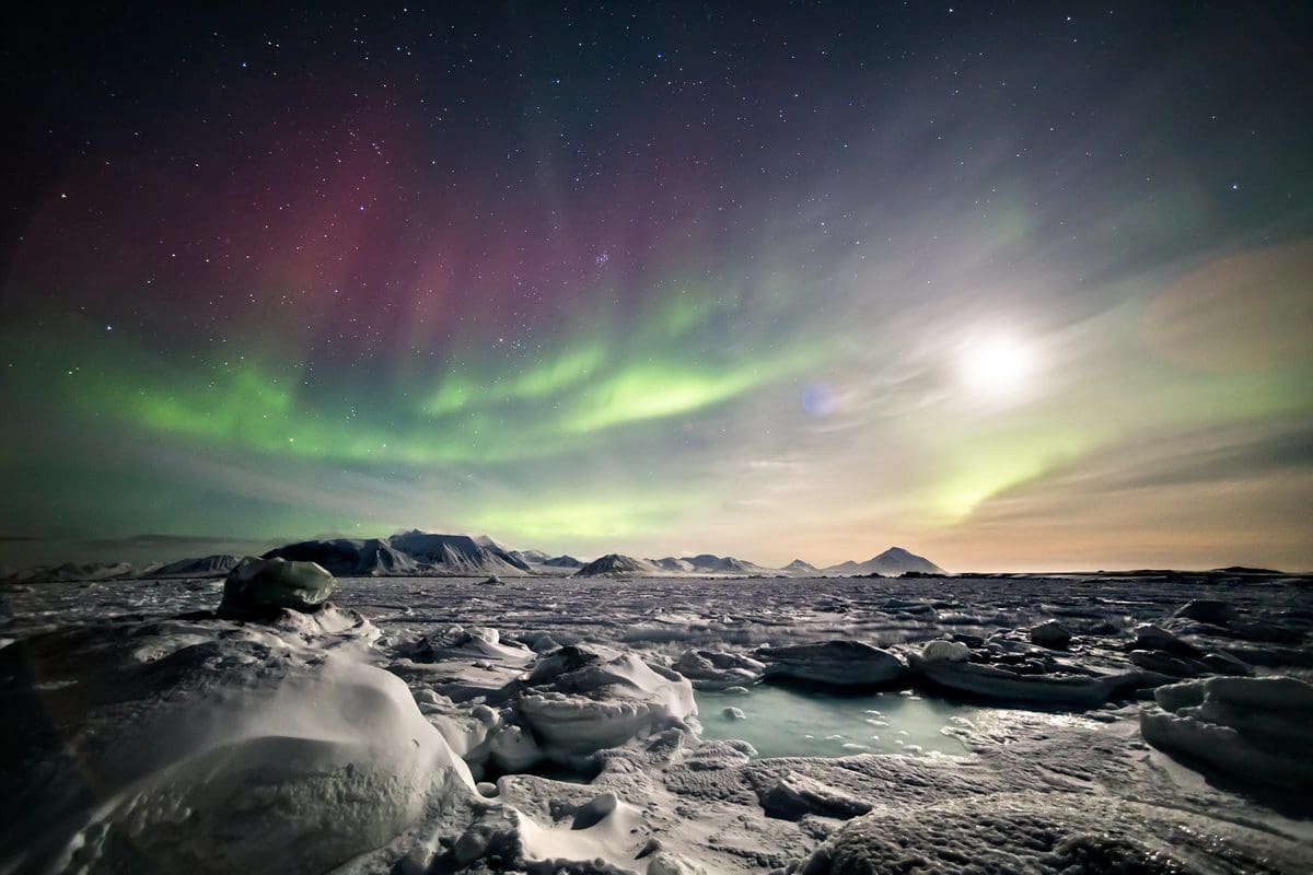 Northern lights over the frozen Arctic